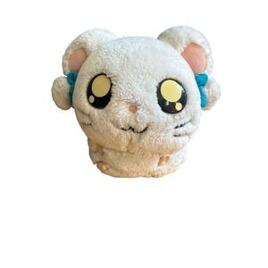 Hamtaro Bijou Plush White Hamster Anime Stuffed Animal Blue Ribbons 6 Inch